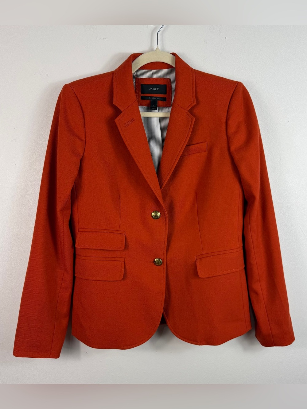 J Crew Womens Jacket Schoolboy Blazer Size 4 Orange Wool Old Money Prep Academia